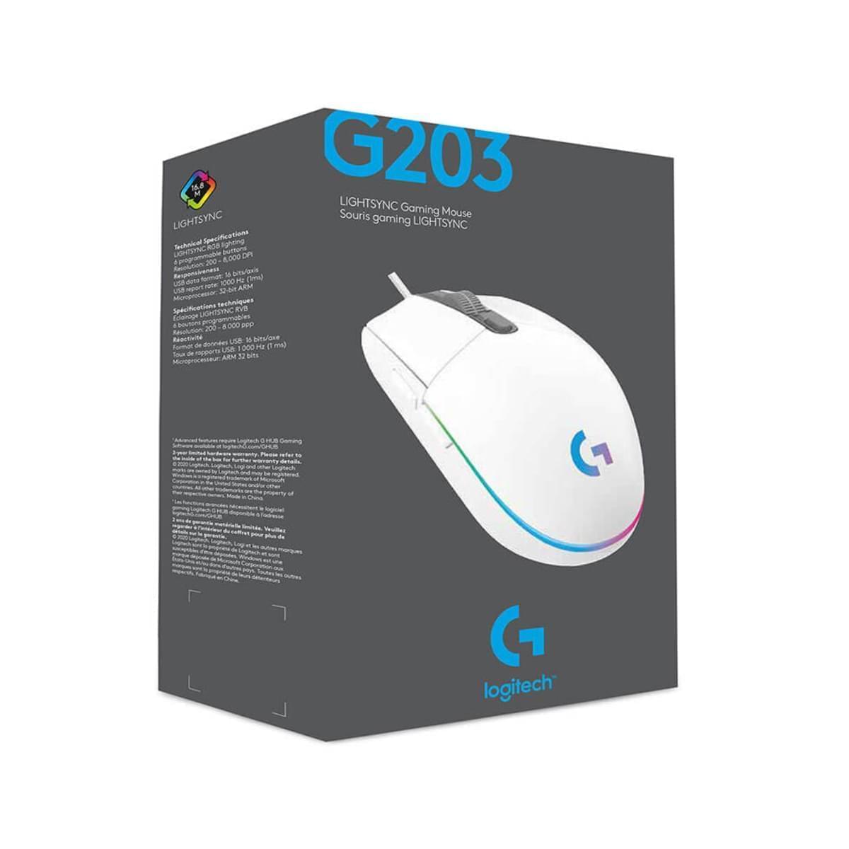 Mouse Logitech G203 Rgb Lightsync 8000 Dpi Blanco